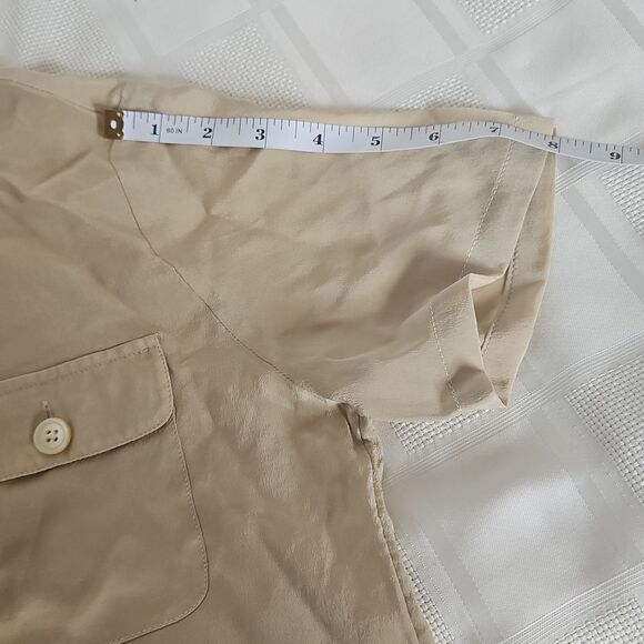 Banana Republic 100% Silk Short Sleeves Top Champagne XS - Picture 9 of 16